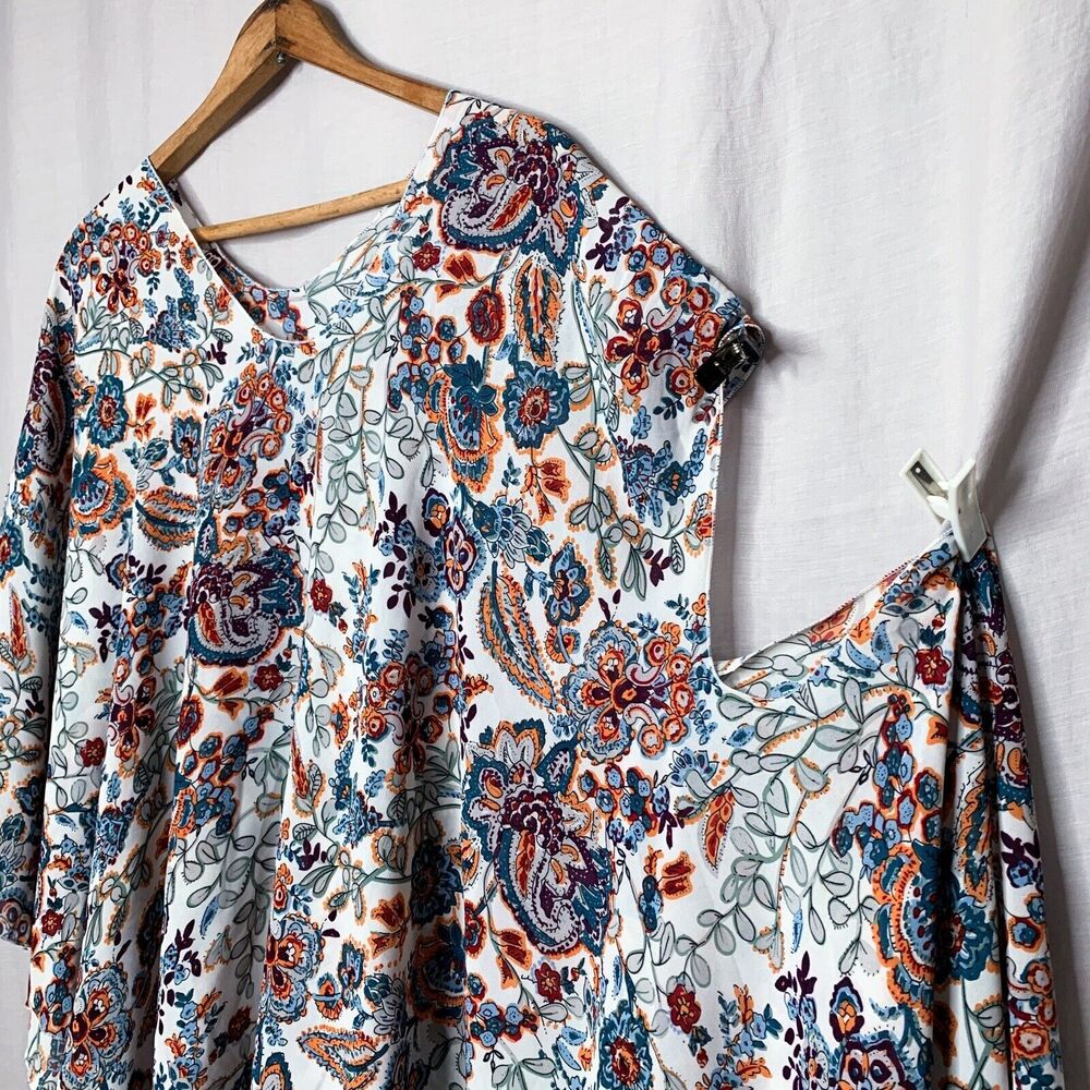 Womens Grandoe Chiffon Kaftan Poncho Off Shoulder Shirt Top Floral Paisley Shawl